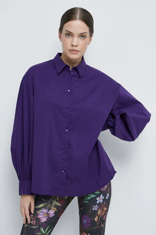 fioletowy Koszula damska gładka fioletowa
