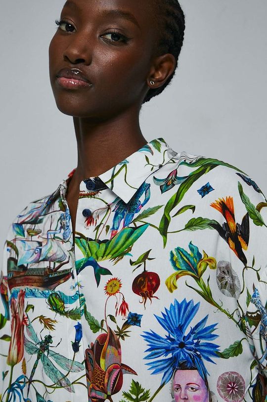 Koszula damska wzorzysta by Olaf Hajek kolor multicolor biały
