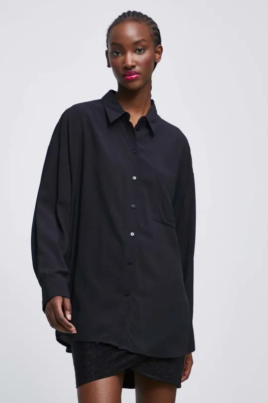 Košeľa dámska s potlačou čierna farba  100 % Viskóza