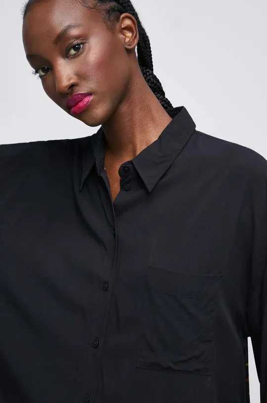 čierna Košeľa dámska s potlačou čierna farba