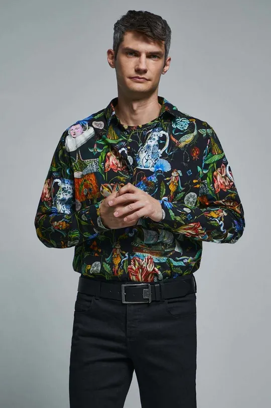 Koszula męska by Olaf Hajek kolor multicolor Materiał zasadniczy: 98 % Bawełna, 2 % Elastan, Inne materiały: 100 % Bawełna