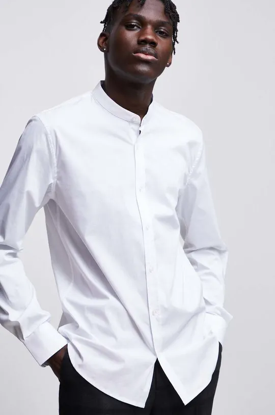 Koszula męska ze stójką kolor biały Męski