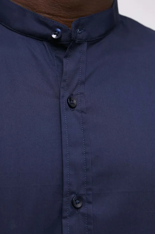 Košeľa pánska so stojačikom tmavomodrá farba tmavomodrá
