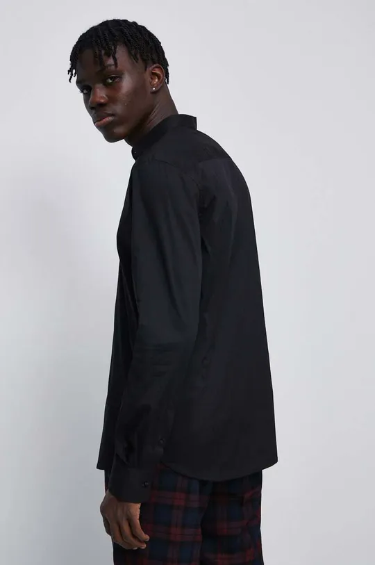 czarny Koszula męska ze stójką kolor czarny