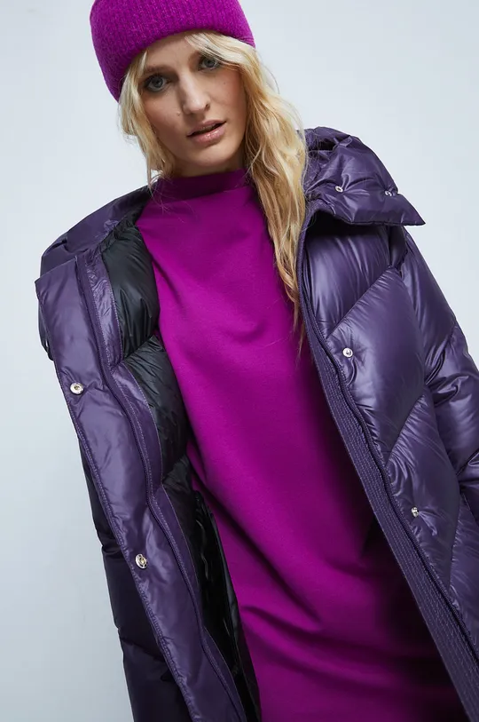 Páperový kabát dámsky zateplený fialová farba