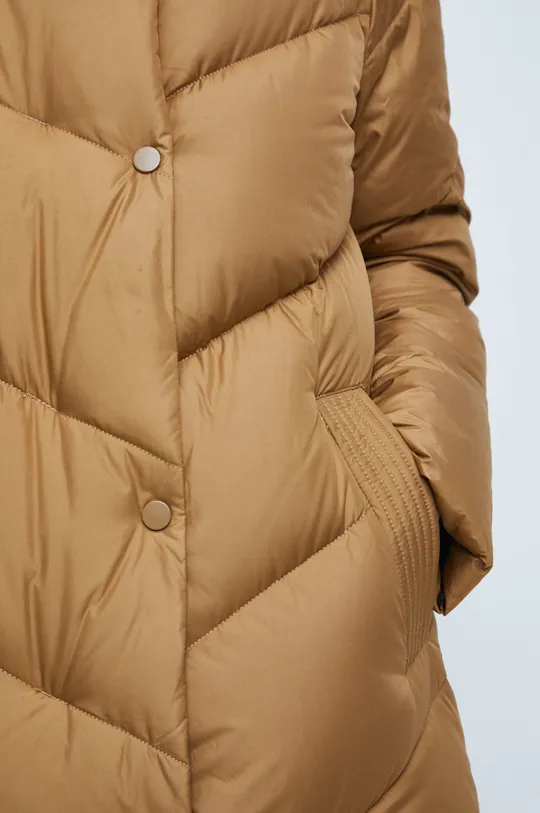 Páperový kabát dámsky zateplený béžová farba Dámsky
