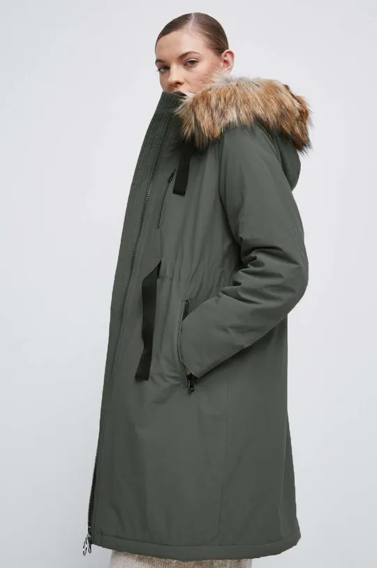 Kabát dámský zateplený zelená barva zelená