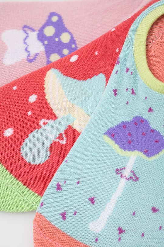 Skarpetki bawełniane damskie w grzybki (3-pack) multicolor multicolor