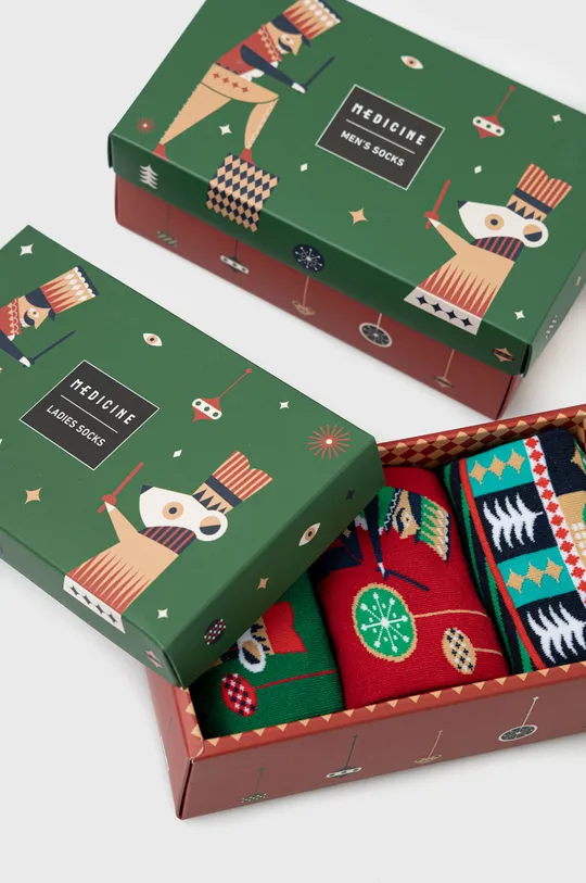 vícebarevná Ponožky dámské bavlněné vánoční (3-pack) Dámský