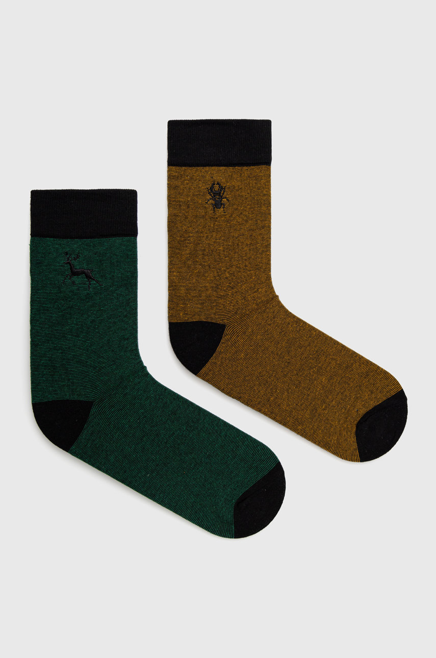 multicolor Skarpetki męskie bawełniane z haftowanym wzorem (2-pack) kolor multicolor Męski