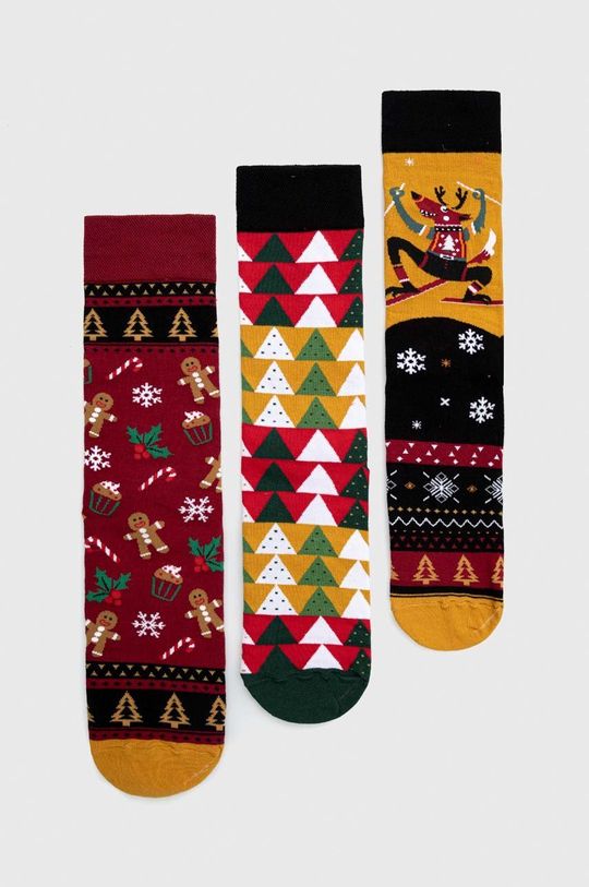 multicolor Skarpetki męskie bawełniane świąteczne (3-pack) kolor multicolor Męski