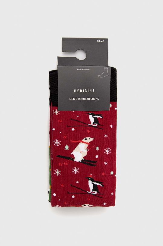 Skarpetki męskie bawełniane świąteczne (2-pack) kolor multicolor 75 % Bawełna, 23 % Poliamid, 2 % Elastan