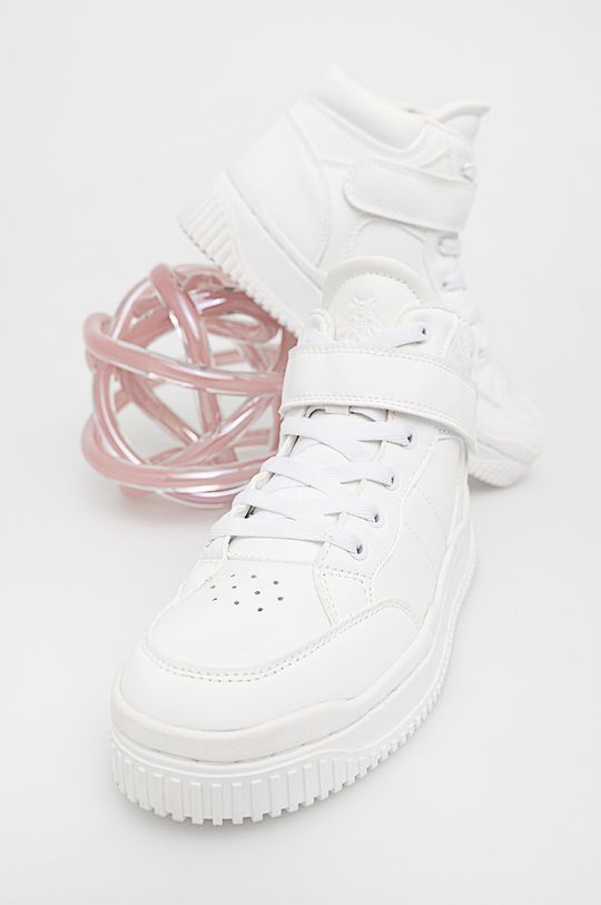 biały Sneakersy damskie wysokie na grubej podeszwie białe Damski