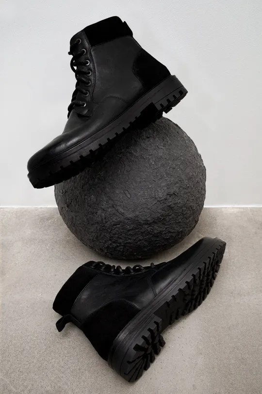 černá Kotníkové boty pánské černá barva Pánský