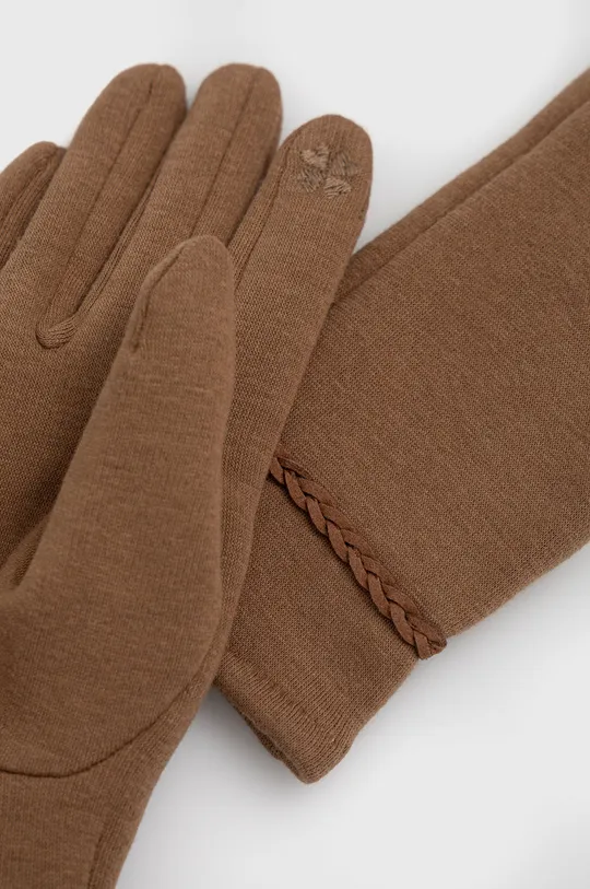 Rękawiczki damskie gładkie brązowe brązowy