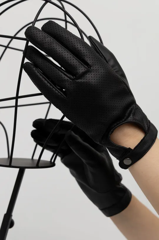 Rękawiczki damskie ze skóry ekologicznej kolor czarny Materiał zasadniczy: 100 % Poliuretan, Podszewka: 100 % Poliester