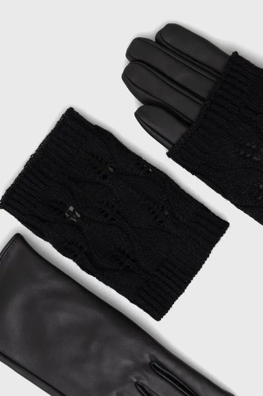Rękawiczki damskie skórzane kolor czarny czarny