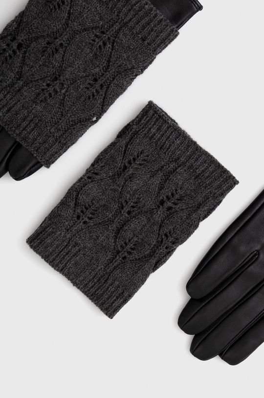 Rękawiczki damskie skórzane kolor czarny grafitowy