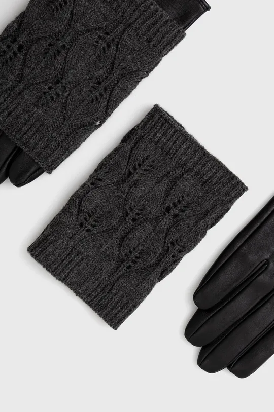Rękawiczki damskie skórzane kolor czarny szary