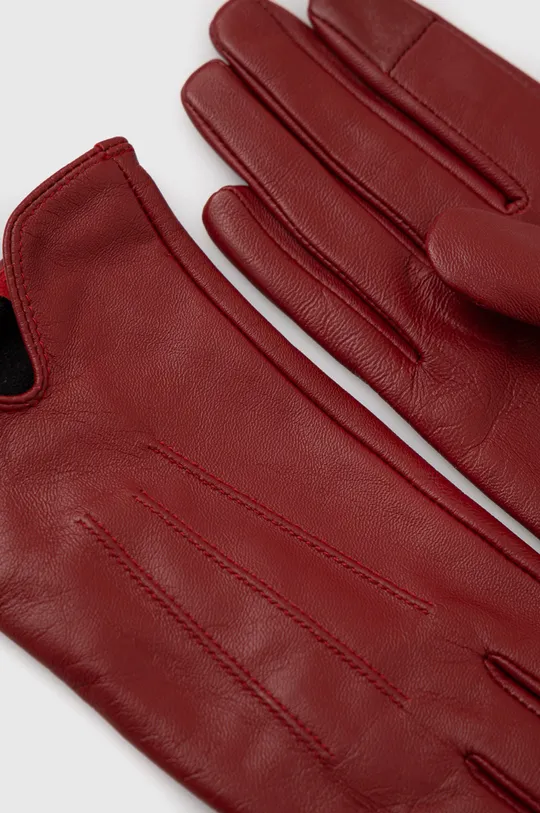 Rękawiczki damskie skórzane kolor czerwony czerwony