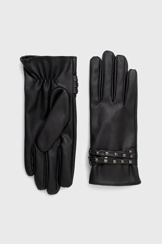czarny Rękawiczki damskie ze skóry ekologicznej kolor czarny Damski