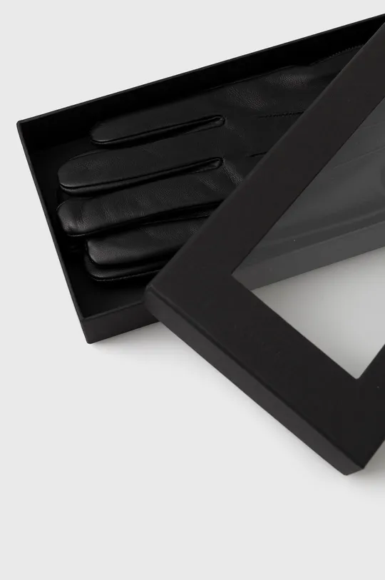 Rękawiczki męskie skórzane kolor czarny czarny