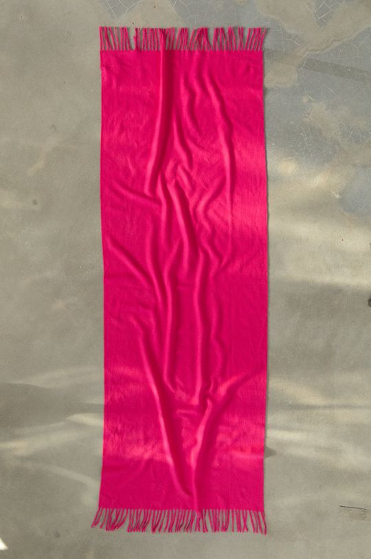 Szalik damski z ozdobnymi frędzlami kolor różowy 80 % Poliester, 20 % Wiskoza