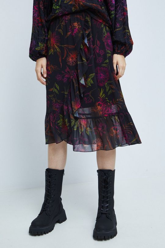 multicolor Spódnica damska wzorzysta czarna Damski