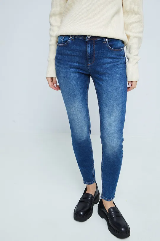 Jeansy damskie skinny kolor niebieski 98 % Bawełna, 2 % Elastan