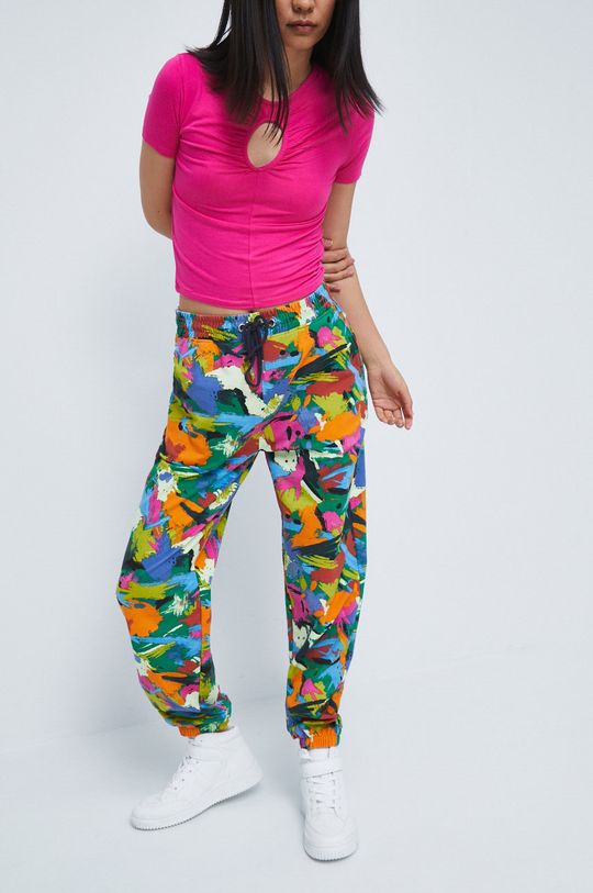 multicolor Spodnie dresowe damskie gładkie multicolor Damski