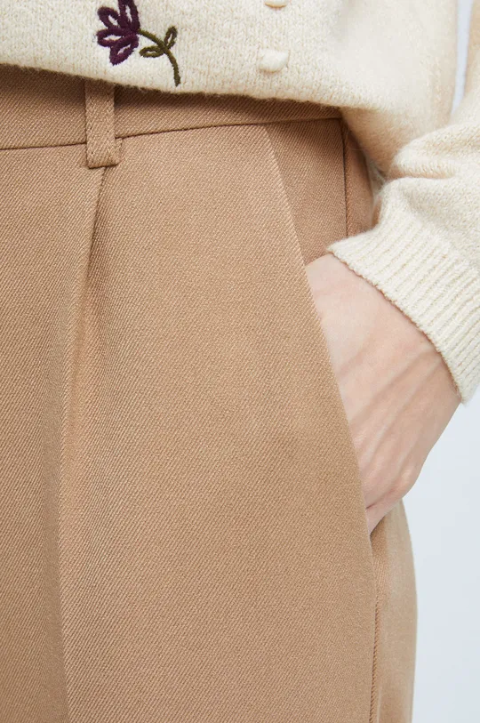béžová Kalhoty dámské jednobarevné