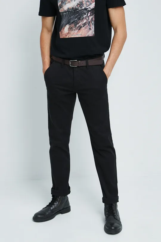 czarny Spodnie męskie regular kolor czarny Męski