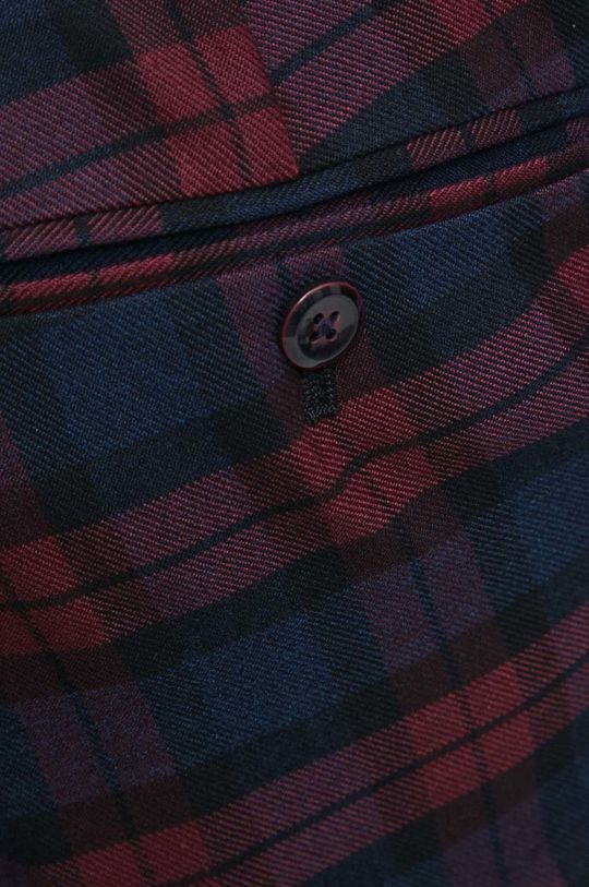 Spodnie z domieszką wełny męskie w kratę kolor bordowy Męski