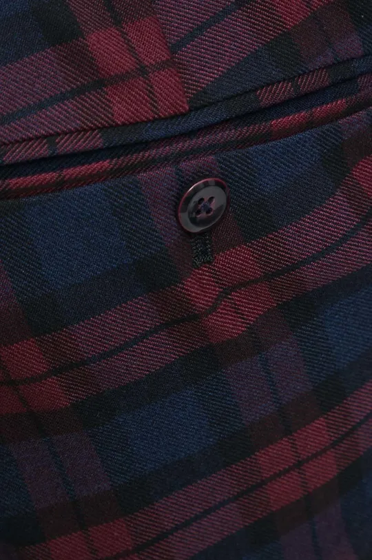 Spodnie z domieszką wełny męskie w kratę kolor bordowy Męski