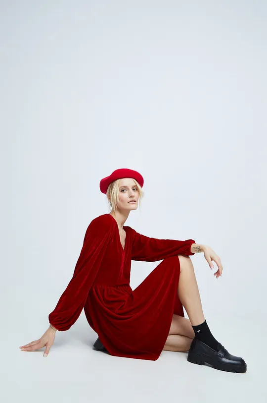 červená Šaty dámske z pleteniny červená farba Dámsky