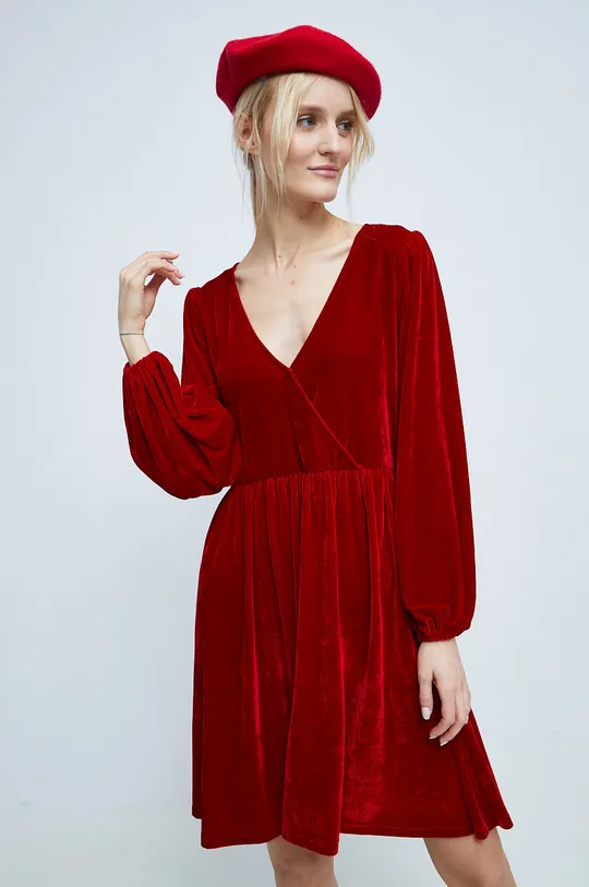 Šaty dámske z pleteniny červená farba červená