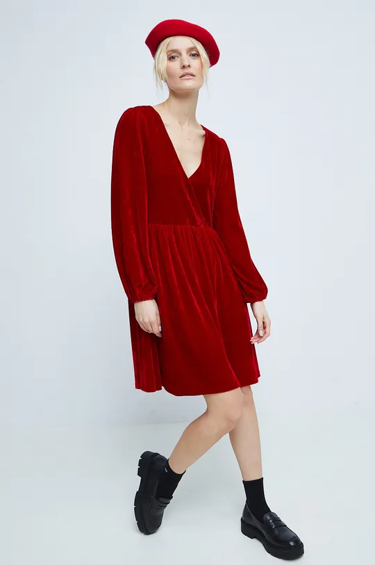 červená Šaty dámske z pleteniny červená farba
