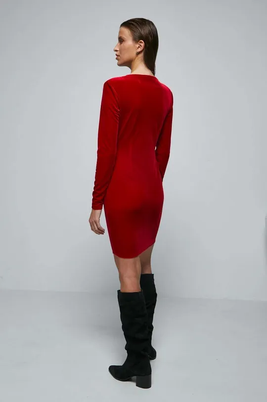 Sukienka damska gładka kolor czerwony 95 % Poliester, 5 % Elastan