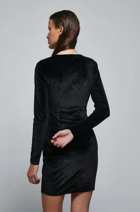 Sukienka damska gładka kolor czarny 95 % Poliester, 5 % Elastan