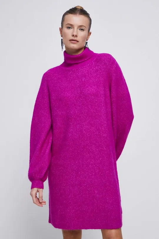 Šaty s prímesou vlny dámska fialová farba fialová