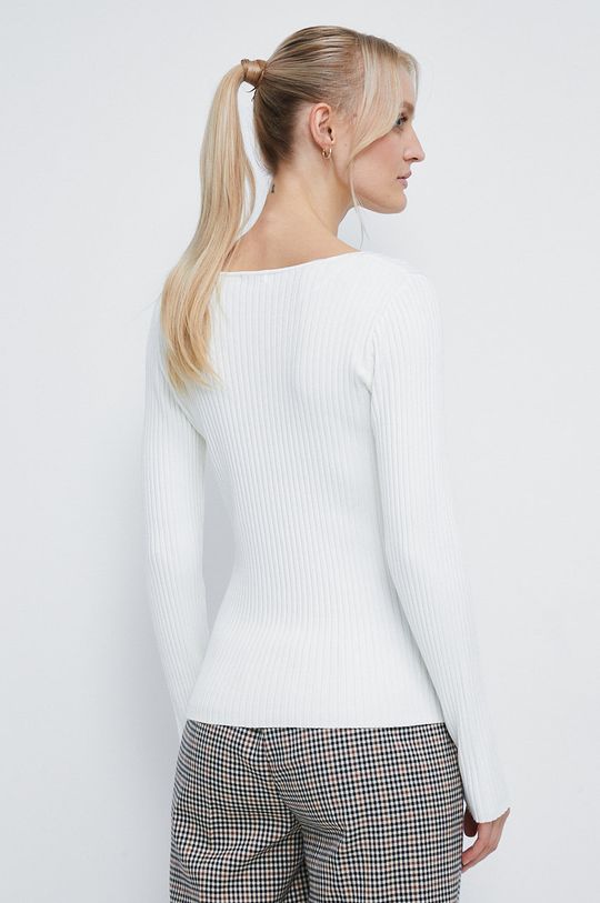 Sweter damski prążkowany kremowy 70 % Wiskoza, 30 % Poliamid