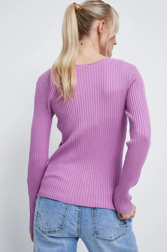Sweter damski prążkowany fioletowy 70 % Wiskoza, 30 % Poliamid