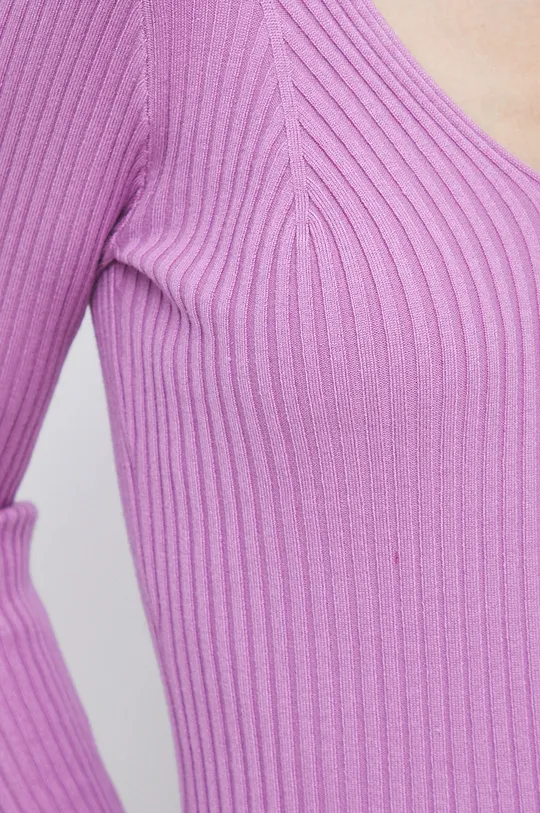 Sweter damski prążkowany fioletowy Damski