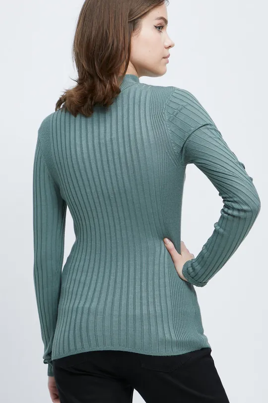 Sweter damski prążkowany zielony 80 % Wiskoza, 20 % Poliester