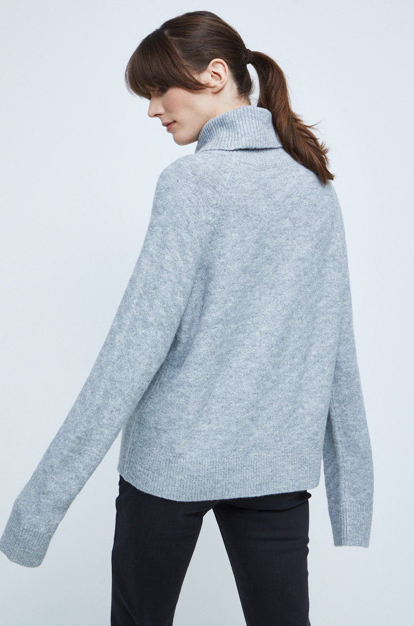 Sweter damski z golfem szary 73 % Akryl, 24 % Poliester, 3 % Elastan