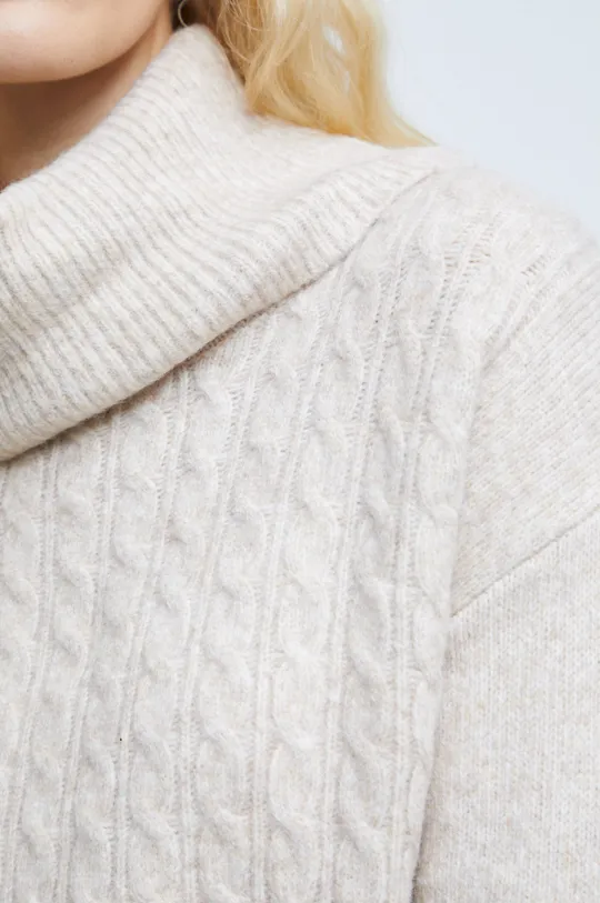 Sweter z domieszką wełny damski kolor beżowy Damski