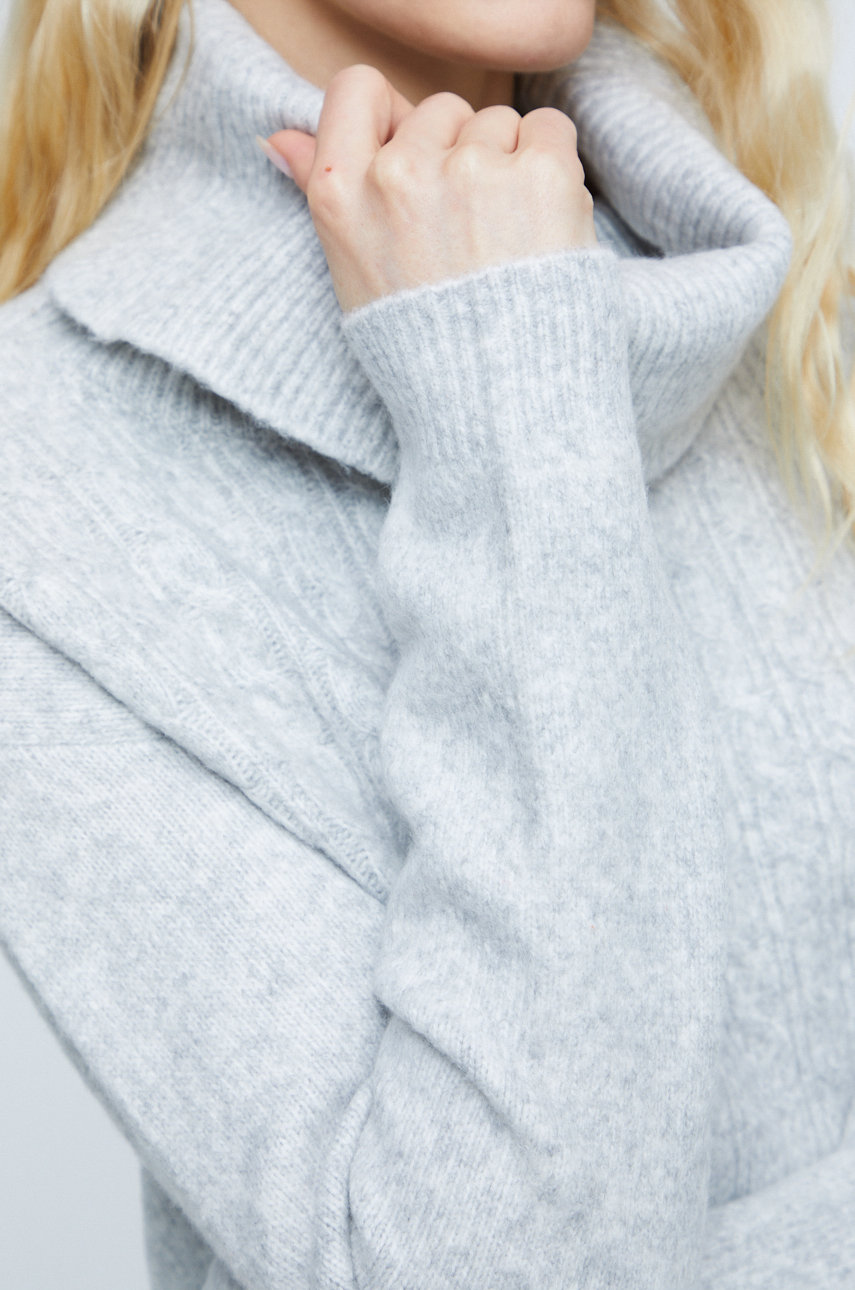 Sweter z domieszką wełny damski kolor szary Damski
