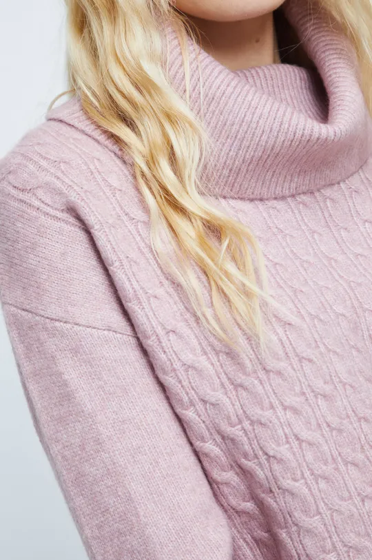 Sweter z domieszką wełny damski kolor różowy Damski