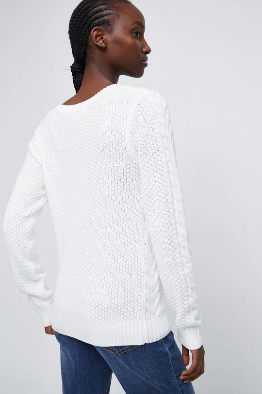 Sweter damski z fakturą kolor beżowy 60 % Bawełna, 40 % Akryl
