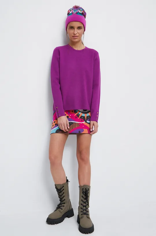 Sweter damski gładki kolor fioletowy fioletowy